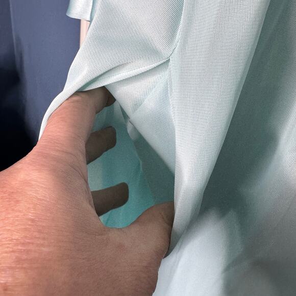 Vanity Fair XL Seafoam Aqua Nylon Robe Sheer Tricot Peignoir 2000s Y2K Vintage - Picture 3 of 8